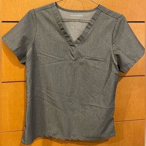 (2) Mandala- gray one pocket scrub top in XS
